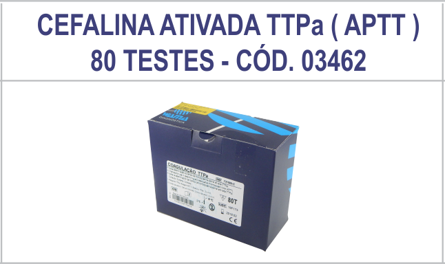 Cefalina Ativada TTPa (APTT) 80 TESTES - CÓD. 03462