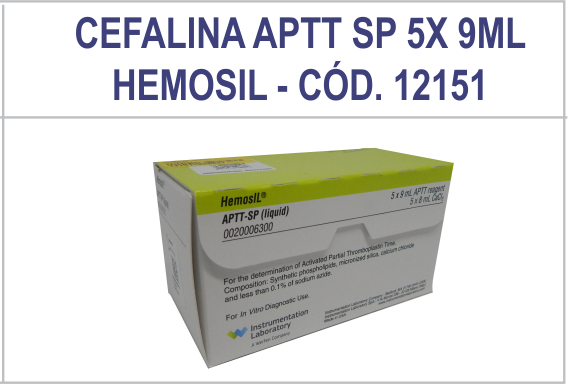 Cefalina APTT SP 5X 9ML - HEMOSIL - CÓD. 12151